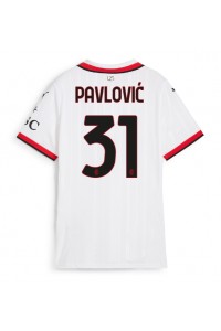 AC Milan Strahinja Pavlovic #31 Voetbaltruitje Uit tenue Dames 2024-25 Korte Mouw